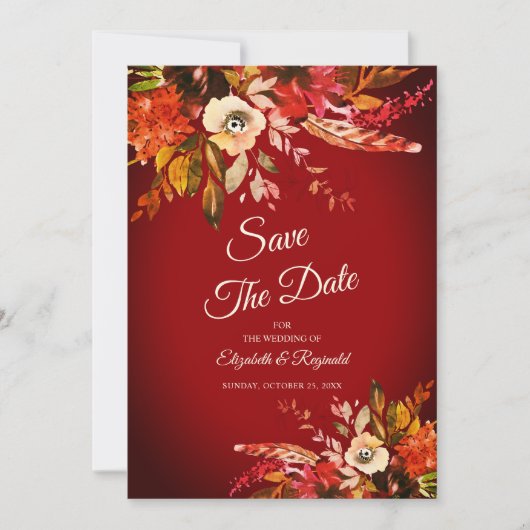 Dramatischer Roter Herbst Save the Date Einladung (Vorderseite)