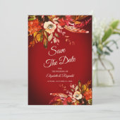 Dramatischer Roter Herbst Save the Date Einladung (Stehend Vorderseite)