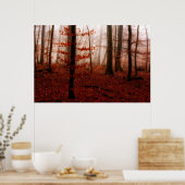 Dramatischer roter Nebel im Winter verschneiten Wa Poster (Küche)