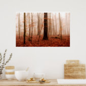 Dramatischer roter Nebel im Winter verschneiten Wa Poster (Küche)