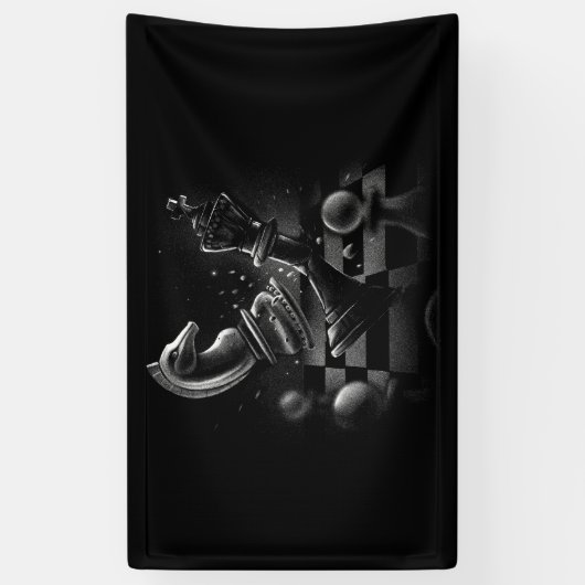 Dramatischer Schachkampf - Ritter gegen Pferd Banner (Vertikal)