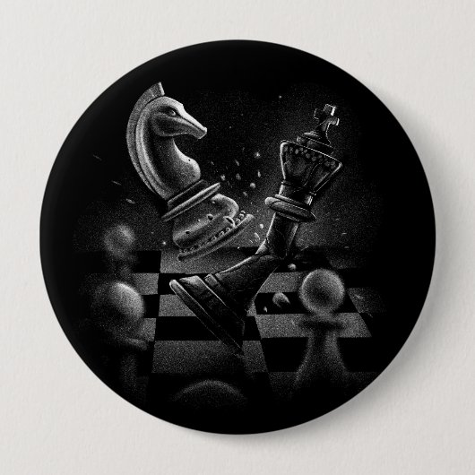 Dramatischer Schachkampf - Ritter gegen Pferd Button (Vorderseite)