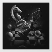 Dramatischer Schachkampf - Ritter gegen Pferd Fensteraufkleber (Blatt)