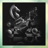 Dramatischer Schachkampf - Ritter gegen Pferd Fensteraufkleber (Blatt 3)