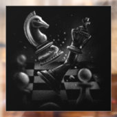 Dramatischer Schachkampf - Ritter gegen Pferd Fensteraufkleber (Blatt 2)