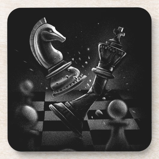 Dramatischer Schachkampf - Ritter gegen Pferd Getränkeuntersetzer (Vorderseite)