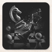 Dramatischer Schachkampf - Ritter gegen Pferd Rechteckiger Pappuntersetzer (Vorderseite)