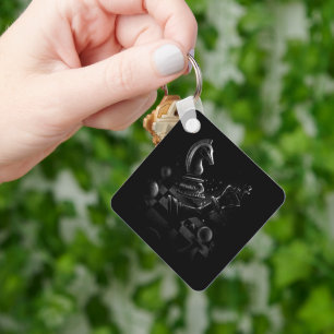 Dramatischer Schachkampf - Ritter gegen Pferd Schlüsselanhänger