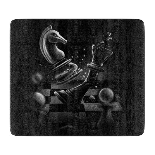 Dramatischer Schachkampf - Ritter gegen Pferd Schneidebrett (Vorderseite)