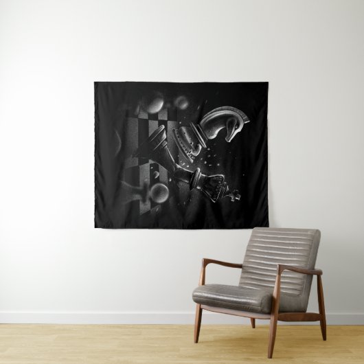 Dramatischer Schachkampf - Ritter gegen Pferd Wandteppich (Beispiel (Horizontal))