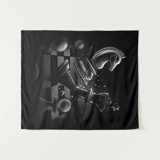 Dramatischer Schachkampf - Ritter gegen Pferd Wandteppich (Vorderseite (Horizontal))