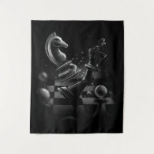 Dramatischer Schachkampf - Ritter gegen Pferd Wandteppich (Vorderseite)