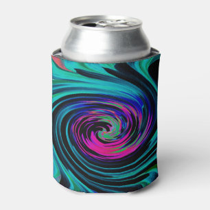 Dramatischer Schwarz-Türkis-Abstrakter Retro-Twirl Dosenkühler