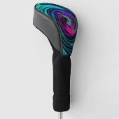 Dramatischer Schwarz-Türkis-Abstrakter Retro-Twirl Golf Headcover (angewinkelt)