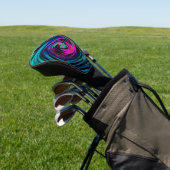 Dramatischer Schwarz-Türkis-Abstrakter Retro-Twirl Golf Headcover (In SItu)