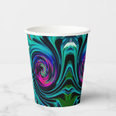 Dramatischer Schwarz-Türkis-Abstrakter Retro-Twirl Pappbecher (Vorderseite)