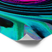 Dramatischer Schwarz-Türkis-Abstrakter Retro-Twirl Poster (Ecke)