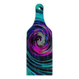 Dramatischer Schwarz-Türkis-Abstrakter Retro-Twirl Schneidebrett