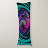 Dramatischer Schwarz-Türkis-Abstrakter Retro-Twirl Seitenschläferkissen (Vorderseite Vertikal)