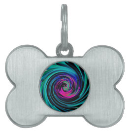 Dramatischer Schwarz-Türkis-Abstrakter Retro-Twirl Tiermarke