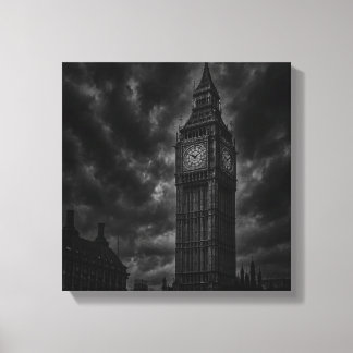 Dramatischer Schwarz-Weiß-Blick auf Big Ben London Leinwanddruck