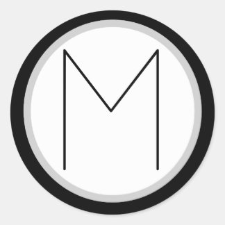 Dramatischer Schwarzweiß-Mit Monogramm M Rundaufkl Runder Aufkleber