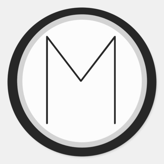 Dramatischer Schwarzweiß-Mit Monogramm M Rundaufkl Runder Aufkleber (Vorderseite)