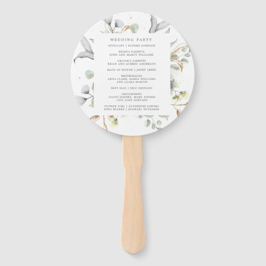 Dramatischer Silberblumen-Hochzeitsprogramm Hand F Fächer (Rückseite)