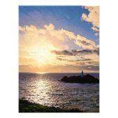 Dramatischer Sonnenuntergang über Godrevy Lighthou Fotodruck (Vorne)