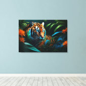 Dramatischer Tiger im Dschungel Leinwanddruck (Insitu (Holzboden))