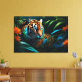 Dramatischer Tiger im Dschungel Leinwanddruck (Insitu (Wohnzimmer))