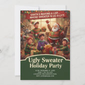 Dramatischer Weihnachts-Party-Pullover von Santa's Einladung (Vorderseite)