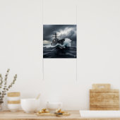 Dramatischer Zerstörer der Marine Poster (Küche)
