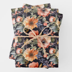 DRAMATISCHES AQUARELL-BLUMENGEBÄCK ist nicht die r Geschenkpapier Set