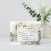 Dramatisches Blue Ombre Wasserfarben Gold Wedding  Postkarte (Stehend Vorderseite)