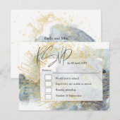 Dramatisches Blue Ombre Wasserfarben Gold Wedding  Postkarte (Vorne/Hinten)
