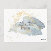 Dramatisches Blue Ombre Wasserfarben Gold Wedding  Postkarte (Rückseite)