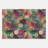 Dramatisches Blumengestein in Aquamarin, schwarz u Geschenkpapier Set (Vorderseite 3)