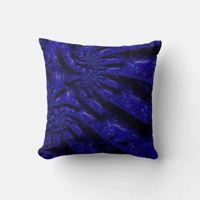 Dramatisches Cobalt Blue und Black Carved Look Fra Kissen (Vorderseite)
