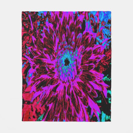 Dramatisches Crimson Red, Lila und Black Dahlia Fleecedecke (Vorderseite)