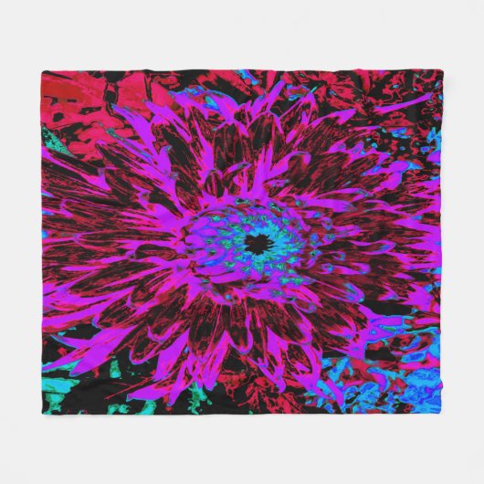Dramatisches Crimson Red, Lila und Black Dahlia Fleecedecke (Vorderseite (Horizontal))