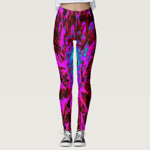 Dramatisches Crimson Red, Lila und Black Dahlia Leggings