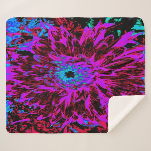 Dramatisches Crimson Red, Lila und Black Dahlia Sherpadecke (Vorderseite (Horizontal))