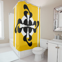 Dramatisches Doppelglas Q spiegelt moderne gelbe s Duschvorhang