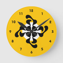 Dramatisches Doppelglas Q spiegelt moderne gelbe s Runde Wanduhr