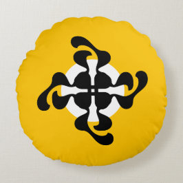 Dramatisches Doppelglas Q spiegelt moderne gelbe s Rundes Kissen