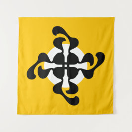 Dramatisches Doppelglas Q spiegelt moderne gelbe s Wandteppich