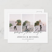 Dramatisches Drehbuch 3 FotoCollage Save the Date Postkarte (Vorne/Hinten)