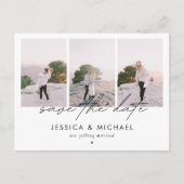 Dramatisches Drehbuch 3 FotoCollage Save the Date Postkarte (Vorderseite)