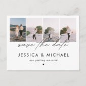 Dramatisches Drehbuch 4 FotoCollage Save the Date Postkarte (Vorderseite)